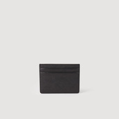 Reconstituted leather cardholder Black Sandro Men