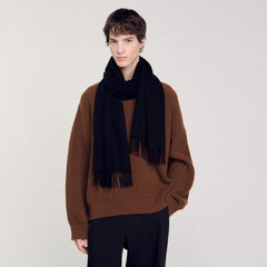 Wool and cashmere scarf Black Sandro Men|Women