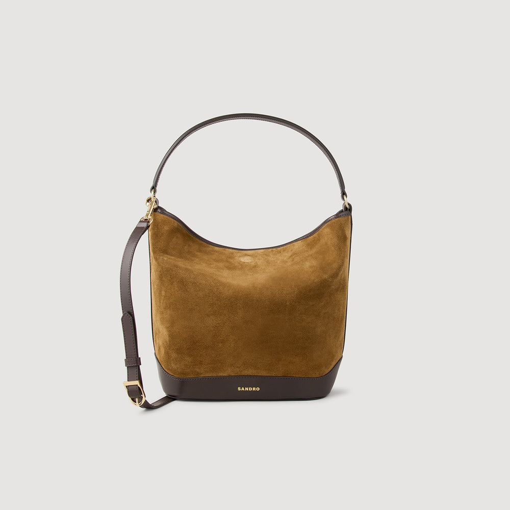 TANGOSO suede and leather bucket bag Camel Sandro Women