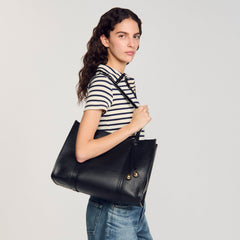 Soft leather tote bag Black Sandro Women