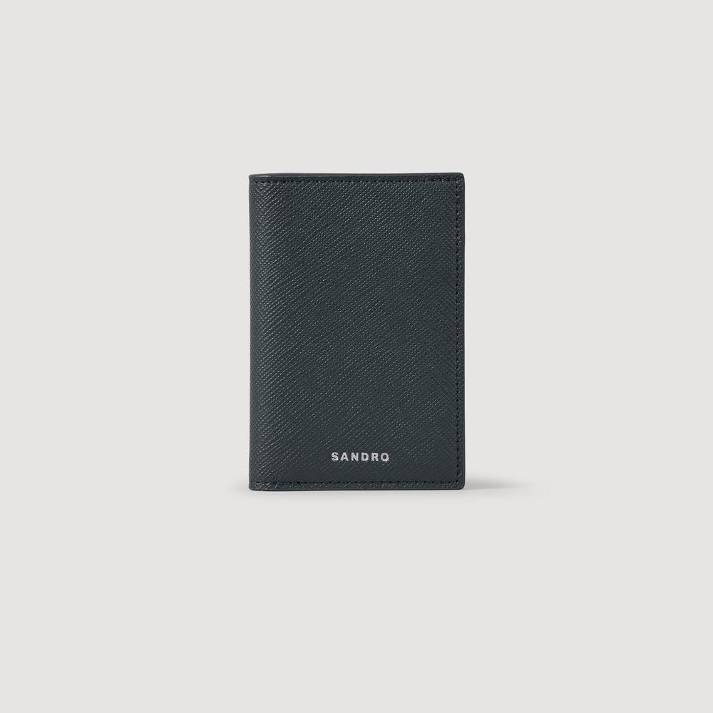 Reconstituted leather leather wallet Steel Sandro Men