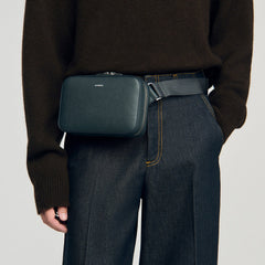 Small reconstitued leather bag Steel Sandro Men
