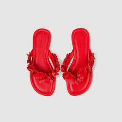 Floral leather sandals Orange Sandro Women