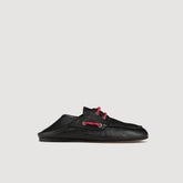 Leather boat shoe loafers Black Sandro Women