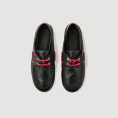 Leather boat shoe loafers Black Sandro Women