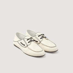 Leather boat shoe loafers White Sandro Women