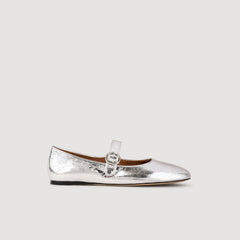 Shiny leather ballet flats Silver Sandro Women