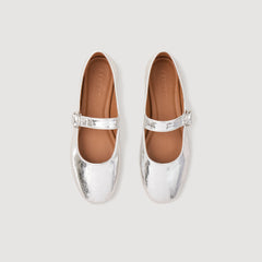 Shiny leather ballet flats Silver Sandro Women