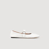 Shiny leather ballet flats White Sandro Women