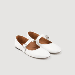 Shiny leather ballet flats White Sandro Women