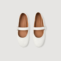 Shiny leather ballet flats White Sandro Women