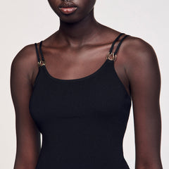 Jewelery detail knit leotard Black Sandro Women
