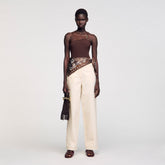 Asymmetric bodysuit with bead detail Brown Sandro Women