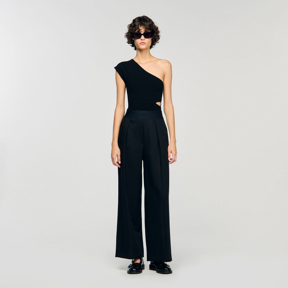Asymmetric knit bodysuit Black Sandro Women