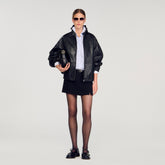 Oversized leather jacket Black Sandro Women