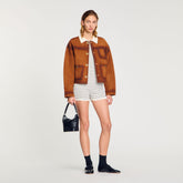 Suede jacket Camel Sandro Women