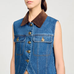 Sleeveless denim jacket Blue Jean Sandro Women