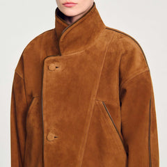 Oversized suede jacket Brown Sandro Women
