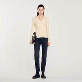 Cardigan in certified viscose Ecru Sandro Women