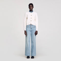 High-neck cardigan Ecru Sandro Women