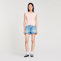 Textured tweed cardigan Light Pink Sandro Women