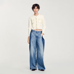 Rib knit cardigan Ecru Sandro Women