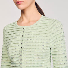 Rhinestone cardigan Almond Green Sandro Women