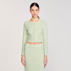 Rhinestone cardigan Almond Green Sandro Women