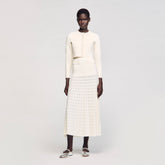 Cropped cardigan with pearl buttons Ecru Sandro Women