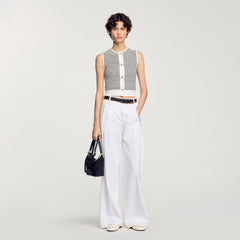 Striped cardigan Black / White Sandro Women