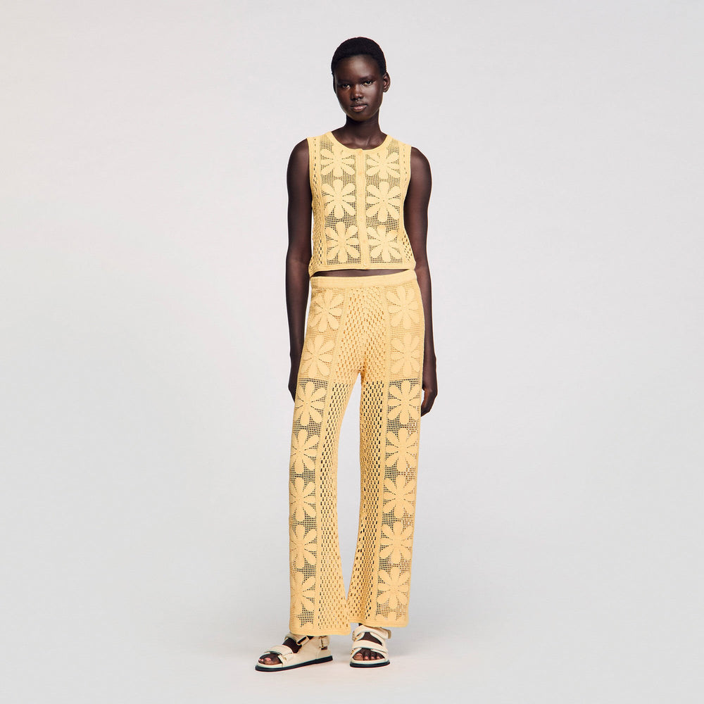 Crochet top Yellow Sandro Women