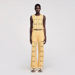 Crochet top Yellow Sandro Women
