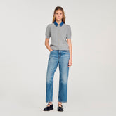 Cardigan with denim collar Grey Sandro Women
