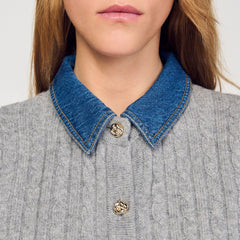 Cardigan with denim collar Grey Sandro Women