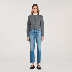 Cardigan with detachable ruffle collar Grey Sandro Women