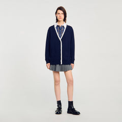 Long two-tone cardigan Navy Blue Sandro Women