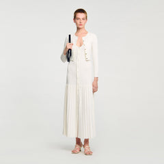 Cropped rib knit cardigan Ecru Sandro Women