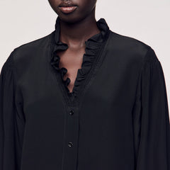 Flowy silk shirt Black Sandro Women