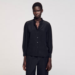 Flowy silk shirt Black Sandro Women