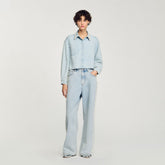 Denim shirt with beaded collar Light Bu Jean Sandro Women
