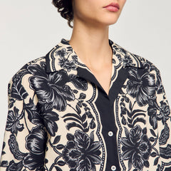Floral motif shirt Ecru / Black Sandro Women