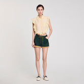 Shirt collar with lace detail Light Yellow Sandro Women