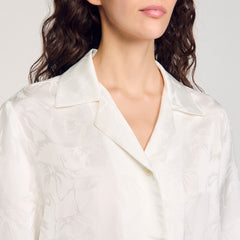 Cropped shirt with jacquard flowers White Sandro Women