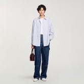 Striped rhinestone shirt White Sandro Women