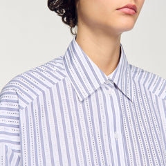Striped rhinestone shirt White Sandro Women