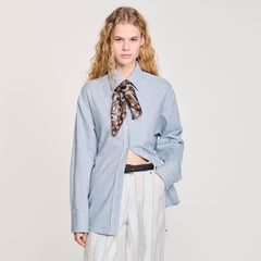 Long tie-back shirt Sky Blue Sandro Women