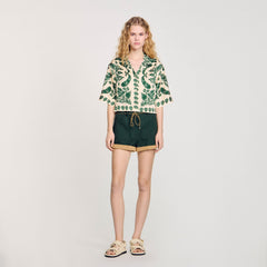 Floral motif shirt Ecru / Green Sandro Women