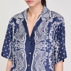 Bandana print shirt Blu / White Sandro Women