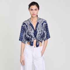 Bandana print shirt Blu / White Sandro Women