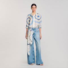 Spiral-motif long sleeve shirt Sky Blue Sandro Women
